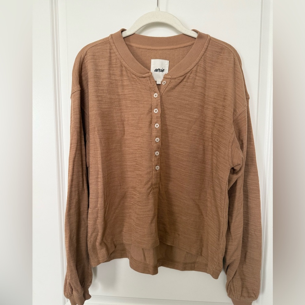 Aerie Women's Brown Button-Down Shirt